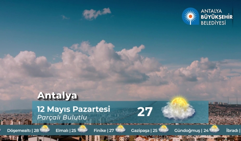 Antalya’da Bugün Hava: 27°C Parçalı Bulutlu
