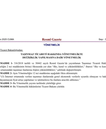 Yeni Yönetmelik: Taşınmaz İlanlarında Fiyat Kontrolü