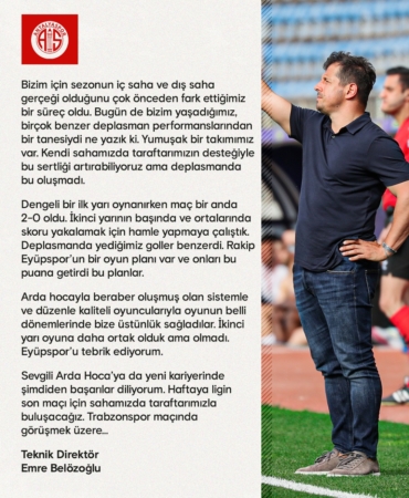 Emre Belözoğlu’ndan İkas Eyüpspor Maçı Değerlendirmesi
