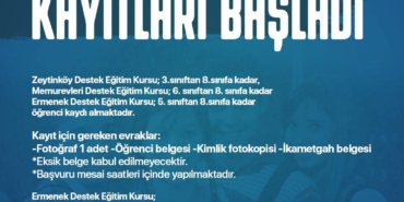 Destek Eğitim Kursları İçin Kayıtlar Başladı!