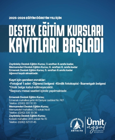 Destek Eğitim Kursları İçin Kayıtlar Başladı!