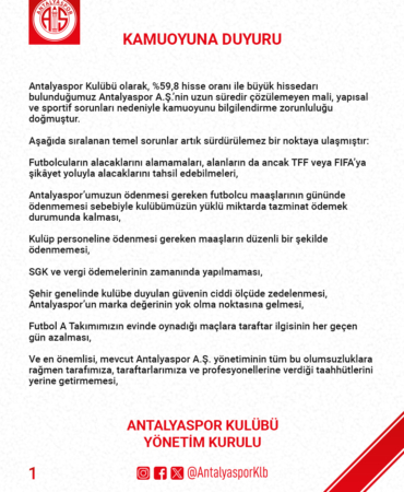 Antalyaspor’da Kriz: Güven Tazeleme Zamanı!