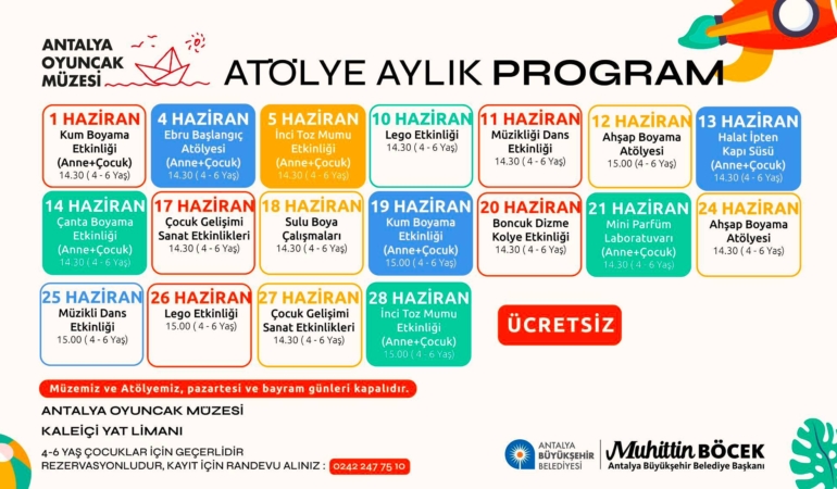 Antalya’da Ücretsiz Eğlenceli Atölyeler Başlıyor!