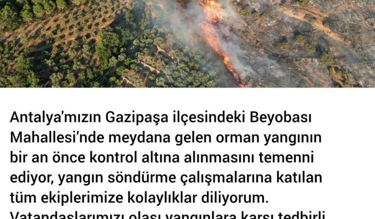 Gazipaşa’da Orman Yangınına Dikkat Çekildi!