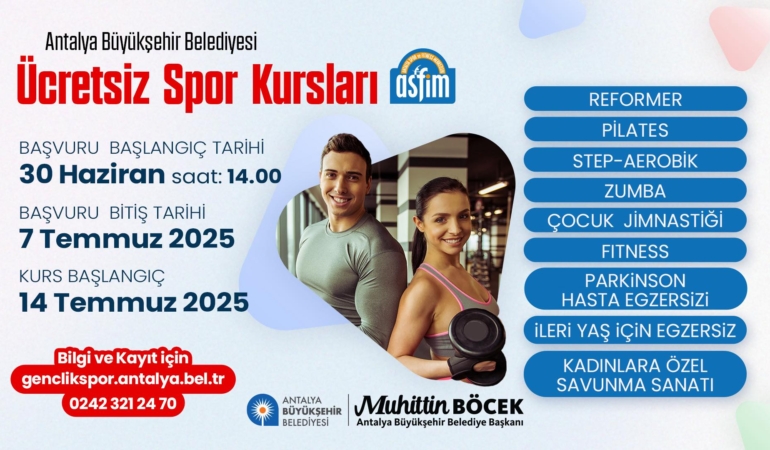 Antalya’da Ücretsiz Spor Kursları Başlıyor!