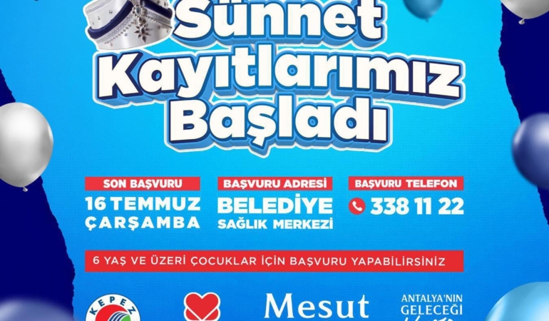 Kepez’de Ücretsiz Sünnet Kayıtları Devam Ediyor!