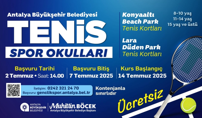 Antalya’da Ücretsiz Tenis Okulları Başlıyor!