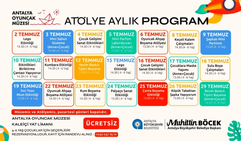 Antalya’da Ücretsiz Eğlenceli Atölyeler Başlıyor!