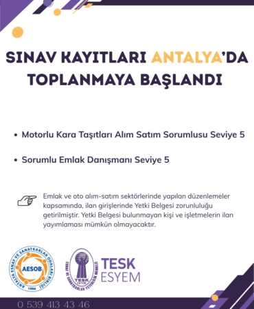 Antalya’da Mesleki Yeterlilik Sınavı Kayıtları Açıldı!