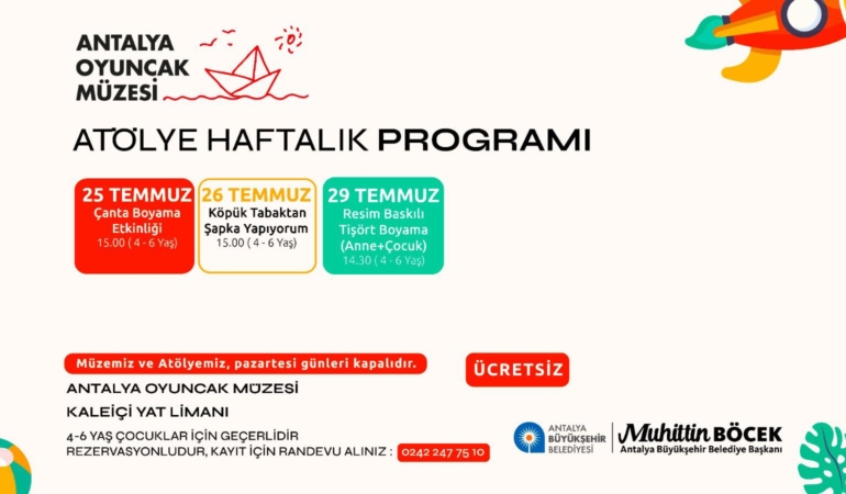 Antalya’da Ücretsiz Çocuk Atölyeleri Başlıyor!