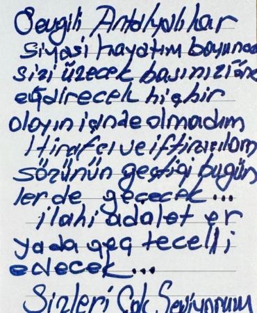 Böcek’ten Antalyalılara Duygusal Mesaj!