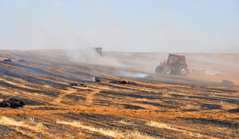Balya Makinesinden Kıvılcım, 100 Dönüm Kül Oldu