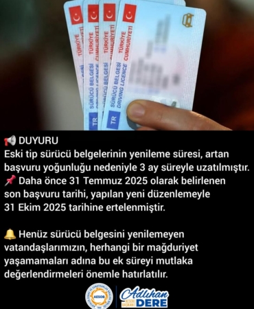 Sürücü Belgesi Yenileme Süresi 3 Ay Uzatıldı!