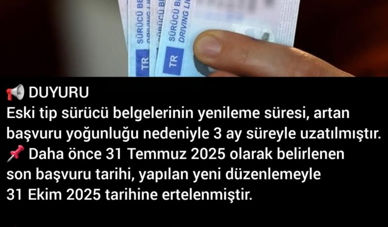 Sürücü Belgesi Yenileme Süresi 3 Ay Uzatıldı!