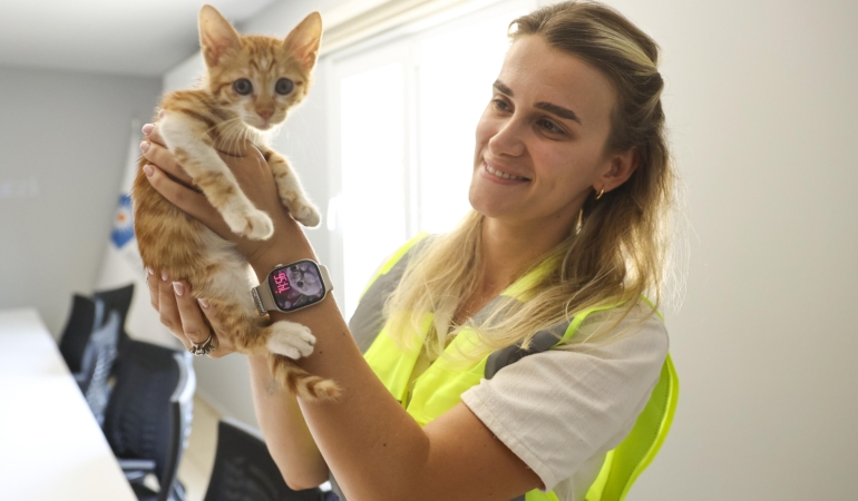 Boğaçayı’na düşen düşen yavru kedi kurtarıldı
