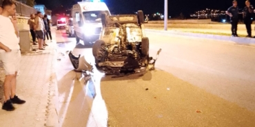 Tilkiye çarpmamak için manevra yapınca takla attı