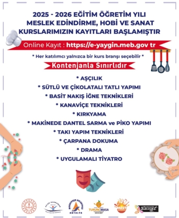 Meslek Edindirme Kursları Kayıtları Başladı!