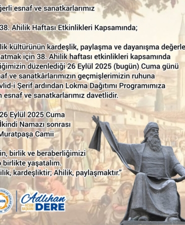 Ahilik Haftası’nda Birlik ve Dayanışma Zamanı!