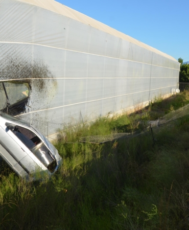 Yoldan çıkan otomobil muz serasına çarptı