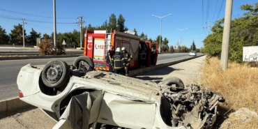 Takla atan otomobilin sürücüsü yaralandı