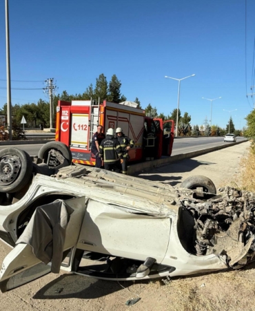 Takla atan otomobilin sürücüsü yaralandı