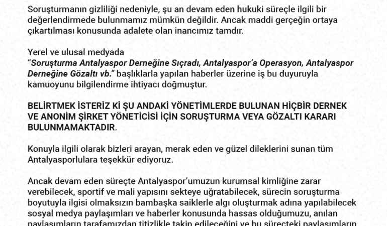 Antalyaspor’da Soruşturma: Gözaltılar Gerçekleşti!
