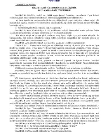 Yeni Yönetmelik: Fiyat Bilgisi Zorunlu Hale Geldi