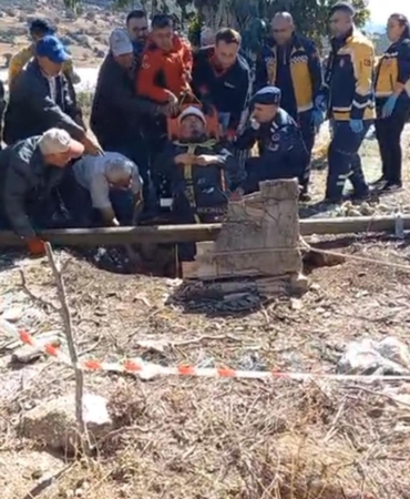 Düştüğü kuyudan itfaiye kurtardı