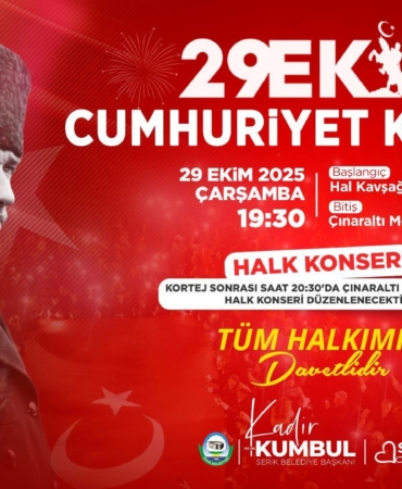 Serik’te Cumhuriyet korteji ve halk konseri