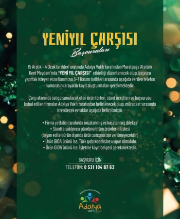 Yılbaşı Çarşısı Muratpaşa’da Başlıyor!