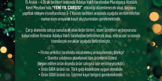 Yılbaşı Çarşısı Muratpaşa’da Başlıyor!