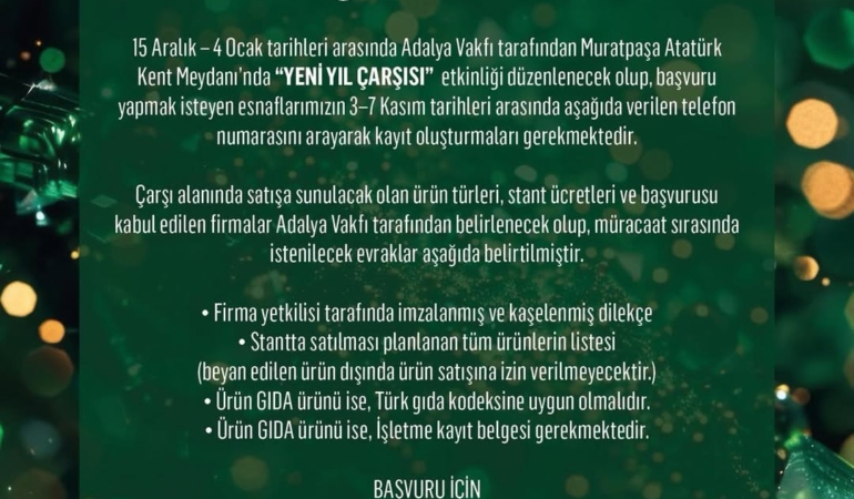 Yılbaşı Çarşısı Muratpaşa’da Başlıyor!