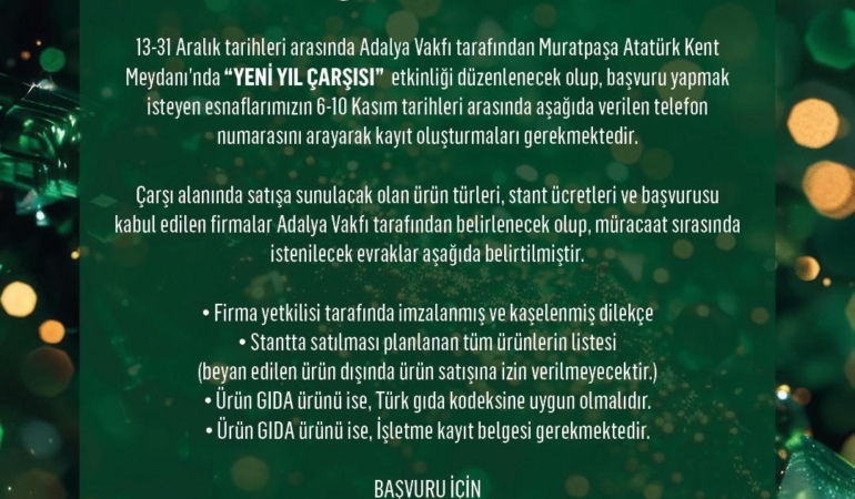 Yılbaşı Çarşısı Muratpaşa’da Kuruluyor!
