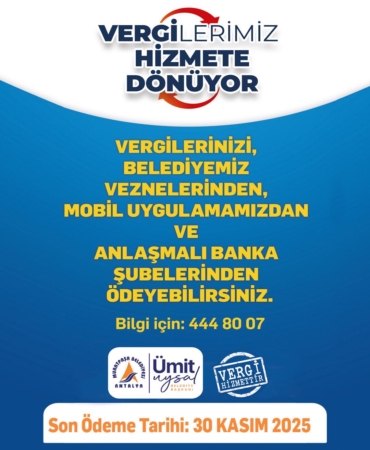 Vergiler Hizmete Dönüşüyor, Ödemelerinizi Yapın!