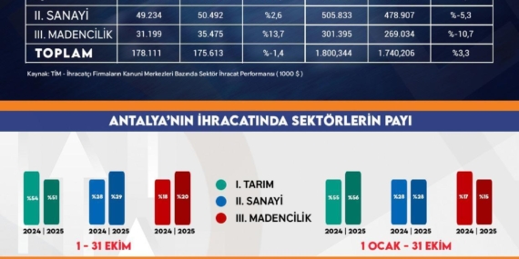 Antalya ihracatı ekimde geriledi