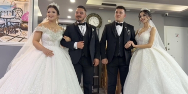Babadan kalma geleneği yaşatıp, aynı gün evlendiler