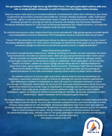 Güreş Töreninde Muratpaşa Belediyesi Yok Sayıldı!