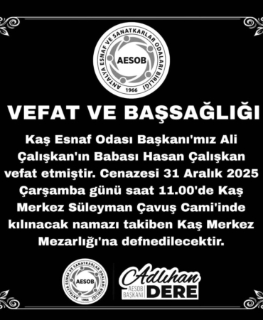 Kaş Esnaf Odası Başkanı Ali Çalışkan’ı Kaybettik