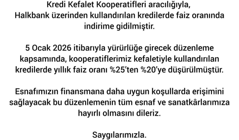 Esnafa Faiz İndirimi: Kredilerde Yeni Dönem!