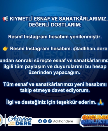 Esnaf ve Sanatkârlar İçin Yeni Instagram Hesabı!