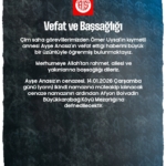 Başsağlığı: Ayşe Anasız’ı Kaybettik