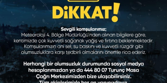 Şiddetli Yağış ve Fırtınaya Dikkat!