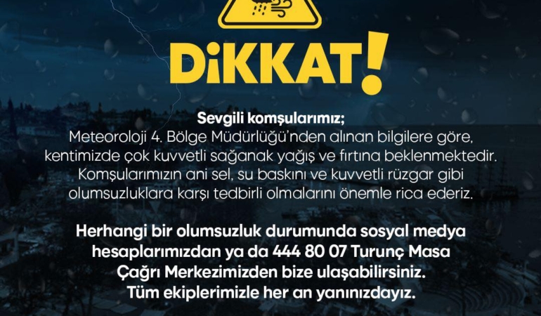 Şiddetli Yağış ve Fırtınaya Dikkat!