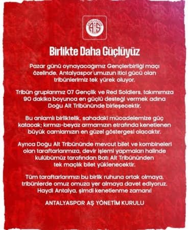 Antalyaspor’la Kenetlen, Tribünler Tek Yürek!