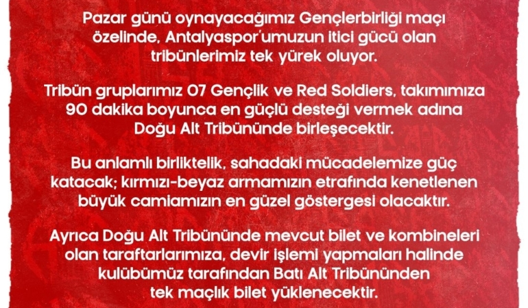 Antalyaspor’la Kenetlen, Tribünler Tek Yürek!