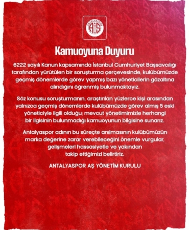 Antalyaspor’da Eski Yöneticilere Gözaltı!