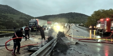 Bariyere çarpan otomobil alev alıp, yandı: 1 ölü, 1 yaralı
