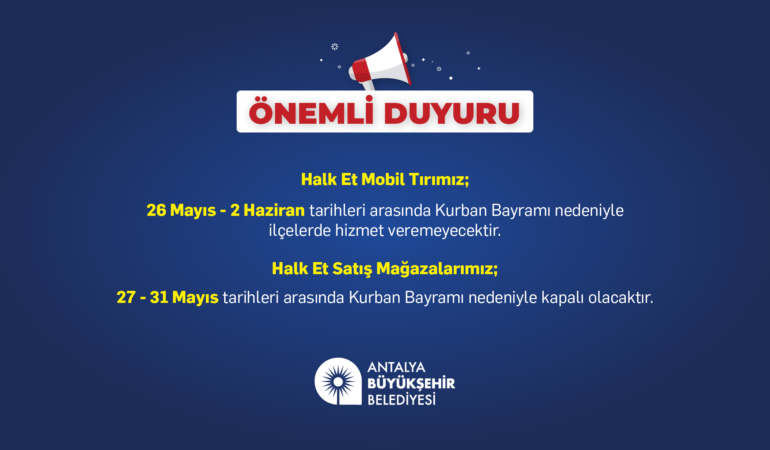 Kurban Bayramı’nda Halk Et Hizmetleri Durduruluyor!